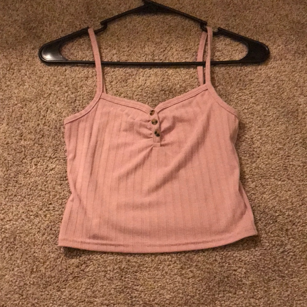 Top shop pink ribbed button tank